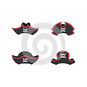 Pirate Hat Set/ Illustration of a set of cartoon pirate or corsair hat with skull head and cross bones