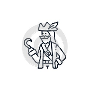 pirate icon vector from pirate concept. Thin line illustration of pirate editable stroke. pirate linear sign for use on web and