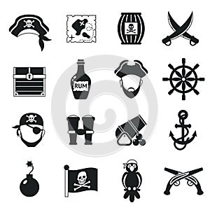 Pirate icons set black