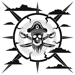 Pirate illustration in black simlpe style