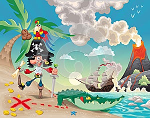 Pirata sobre el isla 