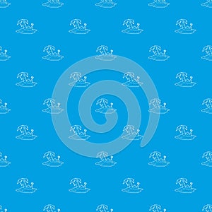 Pirate island pattern vector seamless blue