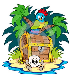 Pirate island with treasure chest