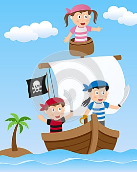 Pirate Kids on Sailing Boat