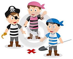 Pirate Kids Searching Treasure