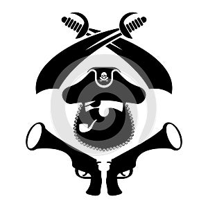 Pirate logo. head of buccaneer and sabers. pirate symbol. Vector