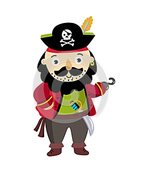 Pirate man character in cocked hat icon