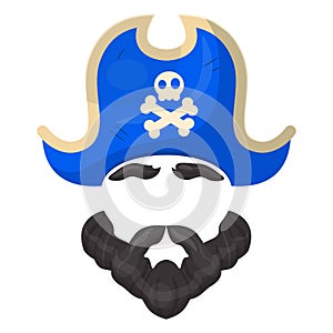 Pirate mask icon, entertainment and costume fun