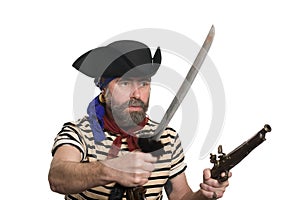 Pirate with a musket and sword