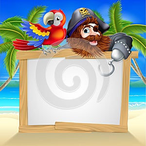 Pirate and parrot beach sign