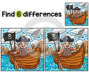 Pirate in a Rowboat Find The Differences