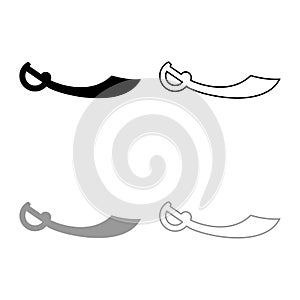 Pirate saber Cutlass icon outline set black grey color vector illustration flat style image