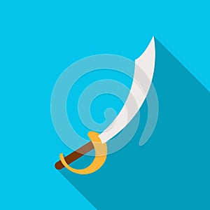 Pirate sabre icon in flat style isolated on white background. Pirates symbol stock vector illustration.