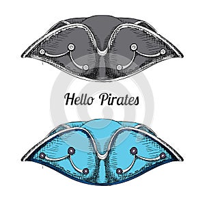 Pirate and sailor hat. Vector illustration