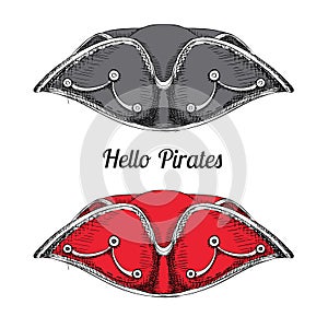Pirate and sailor hat. Vector illustration