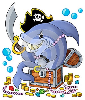 Pirate shark with treasure theme 1