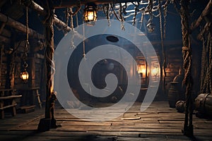 Pirate Ship interior premade background