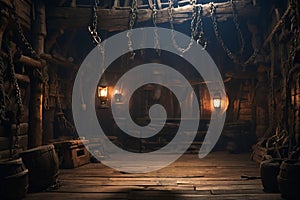 Pirate Ship interior premade background