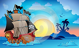 Pirate ship near small island 3