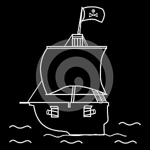 Pirate ship sailboat flag with a skull and crossbones