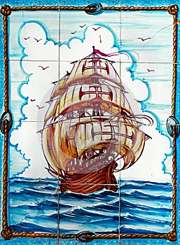 Pirate Ship, Tiles Azulejos Portugal