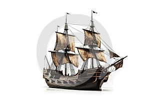 Pirate ship on white background