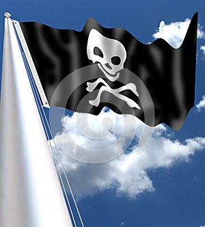Pirate skull flag Jolly Roger is the traditional English name for the flags flown to identify a pirate ship about to attack, durin
