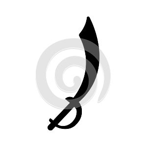 Pirate Sword Silhouette. Black and White Icon Design Element on Isolated White Background