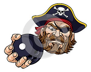 Pirate Ten Pin Bowling Ball Sports Mascot Cartoon