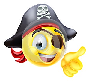 Pirate Thumbs Up Emoticon Cartoon Face