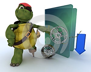 Pirate Tortoise depicting illegal movie downloads