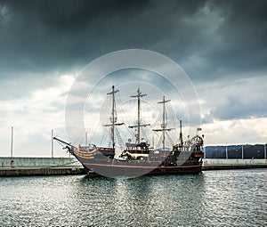 Pirate tourist ship in Sopot