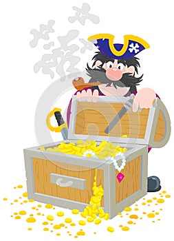 Pirate and treasure chest
