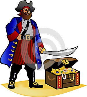 Pirate and Treasure Chest/eps