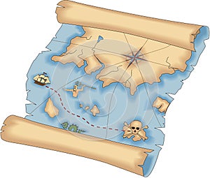 Pirate Treasure Map Vector Illustration