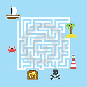 Pirate treasure maze vector illustration