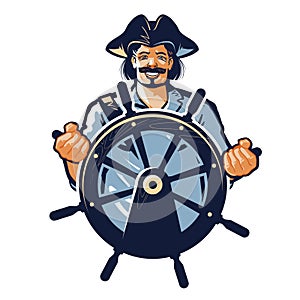 Pirate vector logo. corsair, captain, sailor, seafarer icon