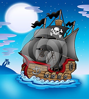 Pirate vessel at night