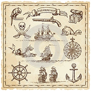 Pirat uralt illustrationen elemente 