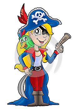 Pirate woman with parrot