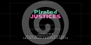 Pirated Justices minimal abstract alphabet fonts. Typography technology vector illustration