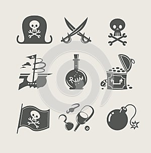 Pirates accessory set of icon