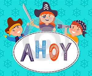 Pirates ahoy, cute vector pirate graphic for your garments