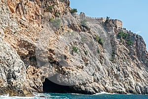 Pirates Cave in the Dil Varna Burnu cape of Alanya Promontorium in Turkey photo