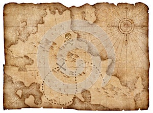 pirates map with treasures mark isolated