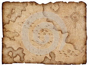 pirates map with treasures path mark isolated