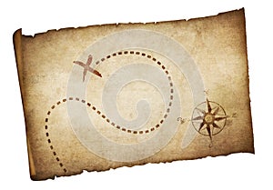 Pirates old treasure map isolated