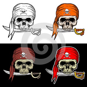 Pirates Skull bite a Sword with 4 Style color