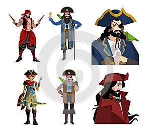 Pirates warriors collection with swords and guns