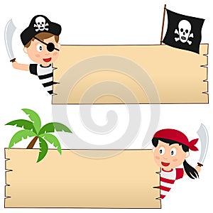 Pirates and Wooden Banner